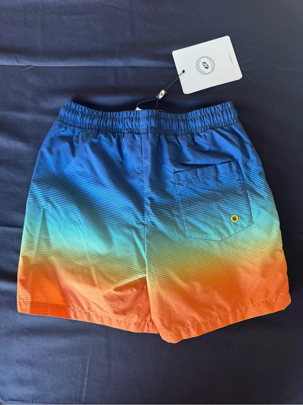 NWT Rokka & Rolla Boys Compression Swim Trunks Sunset Ombre Neon L (10-12)